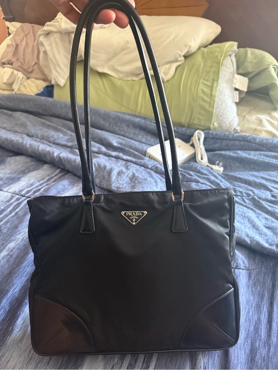 Prada Handbags - Prada Black Nylon Tote with Leather Accents
